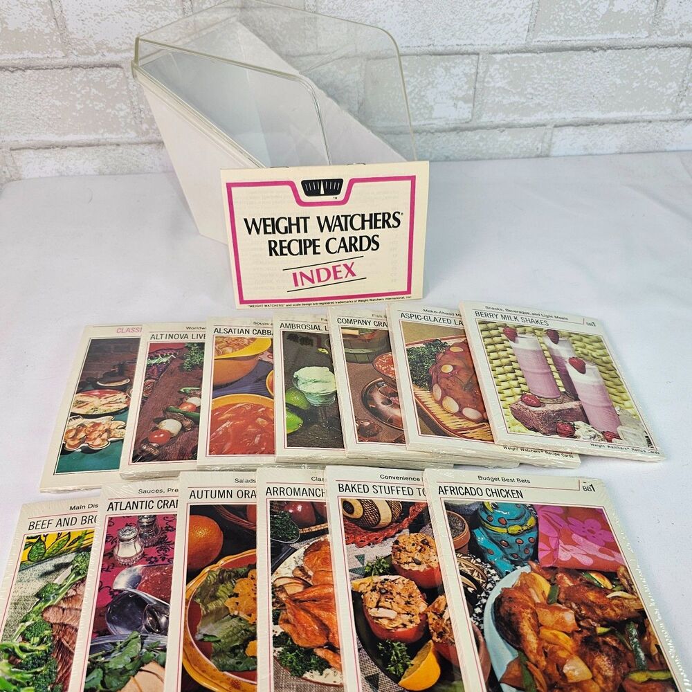 Vintage 1974 Weight Watchers Recipe Cards SEALED Packs w/ Storage Box Index